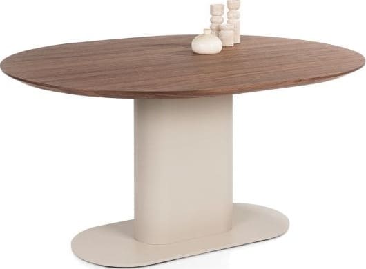 Xooon Brianza eetkamertafel 150 x 120 cm - walnoot fineer - creme Beige|Wit Eettafel