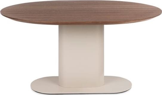 Xooon Brianza eetkamertafel 150 x 120 cm - walnoot fineer - creme Beige|Wit Eettafel