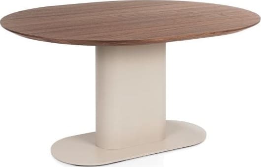 Xooon Brianza eetkamertafel 150 x 120 cm - walnoot fineer - creme Beige|Wit Eettafel