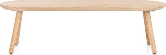 Xooon Niora bank 160x43cm - massief eiken - houten pootjes - inclusief kussen Beige|Wit Eetkamerstoel