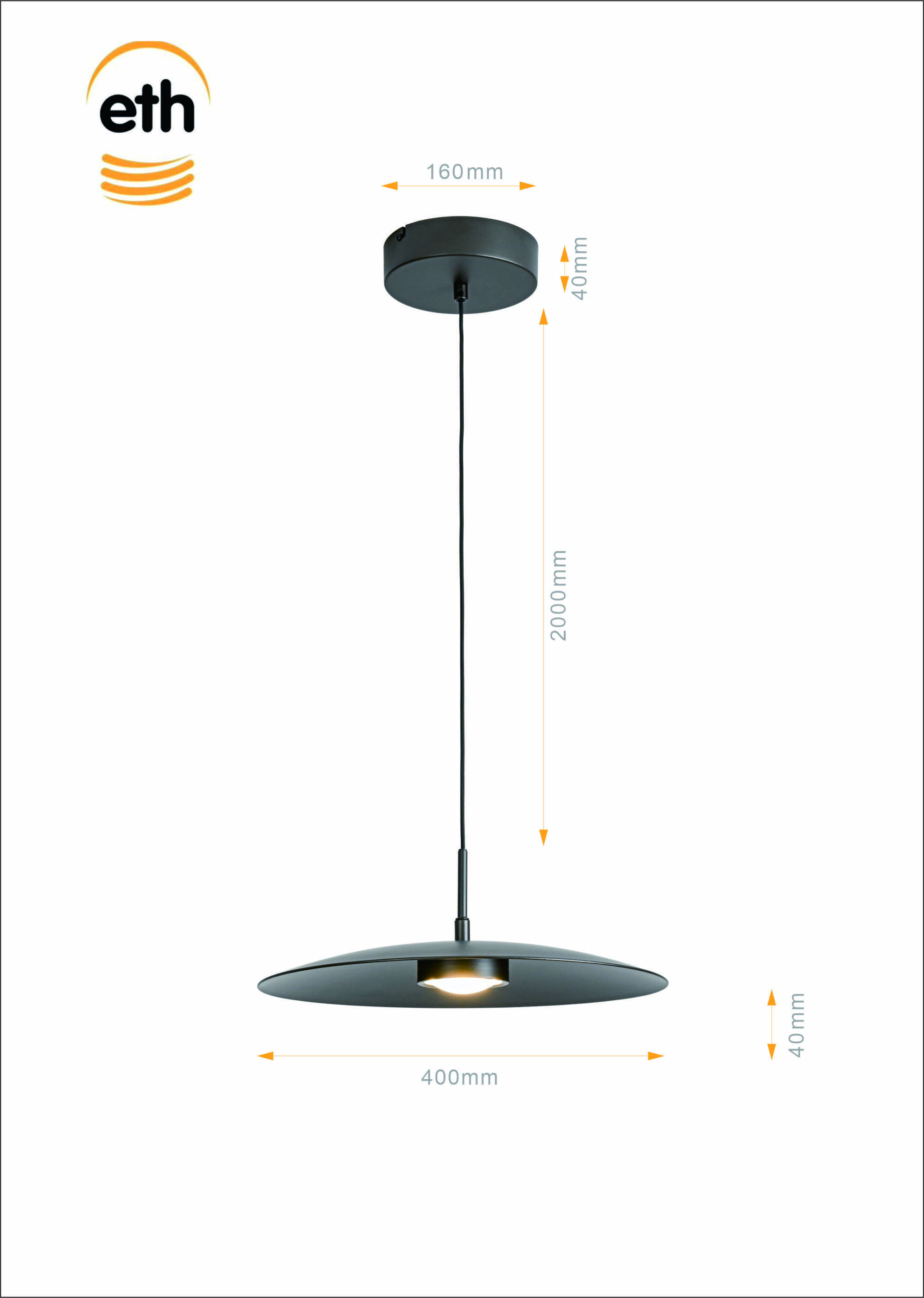 ETH Sanne Hanglamp 40cm Anodic Brown 15W Led Dim-to-warm ETH verlichting  05-HL4058-02