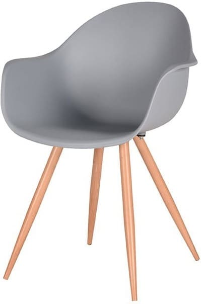 LABEL51 Eetkamerstoel Parma - Grijs - Kunststof - Oak Metal Woodcover Grijs Eetkamerstoel
