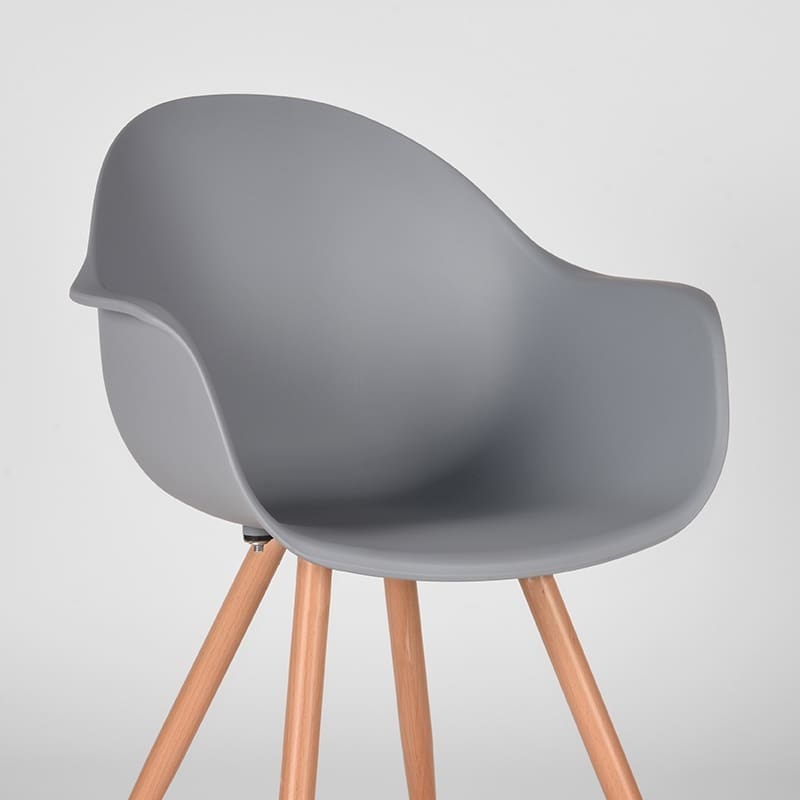 LABEL51 Eetkamerstoel Parma - Grijs - Kunststof - Oak Metal Woodcover Grijs Eetkamerstoel