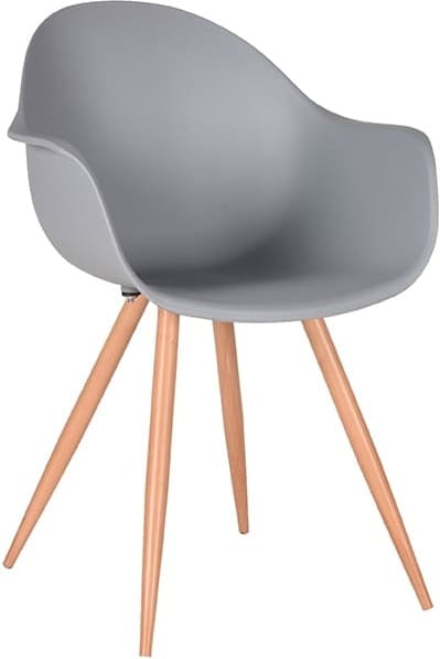 LABEL51 Eetkamerstoel Parma - Grijs - Kunststof - Oak Metal Woodcover Grijs Eetkamerstoel