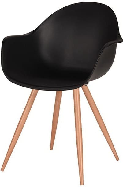 LABEL51 Eetkamerstoel Parma - Zwart - Kunststof - Oak Metal Woodcover Zwart Eetkamerstoel
