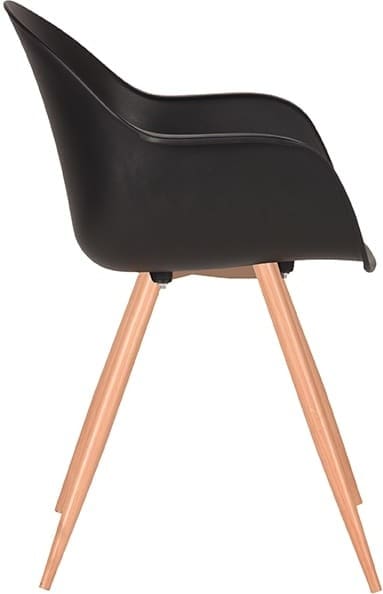 LABEL51 Eetkamerstoel Parma - Zwart - Kunststof - Oak Metal Woodcover Zwart Eetkamerstoel