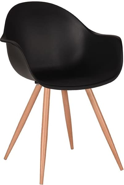 LABEL51 Eetkamerstoel Parma - Zwart - Kunststof - Oak Metal Woodcover Zwart Eetkamerstoel