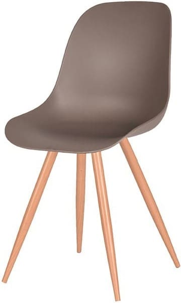 LABEL51 Eetkamerstoel Rimini - Coffee - Kunststof - Oak Metal Woodcover Bruin Eetkamerstoel