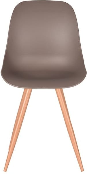 LABEL51 Eetkamerstoel Rimini - Coffee - Kunststof - Oak Metal Woodcover Bruin Eetkamerstoel