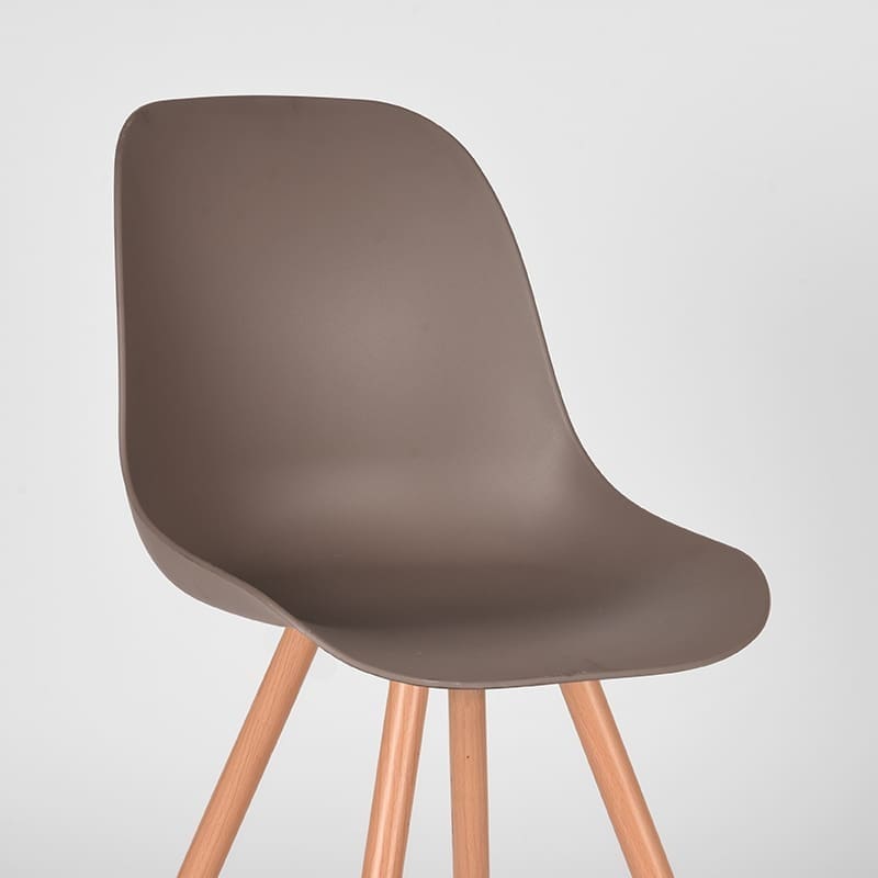 LABEL51 Eetkamerstoel Rimini - Coffee - Kunststof - Oak Metal Woodcover Bruin Eetkamerstoel