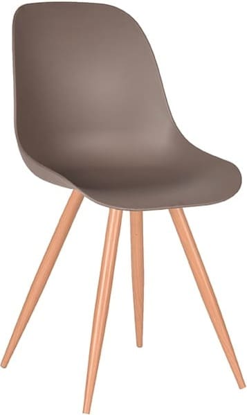 LABEL51 Eetkamerstoel Rimini - Coffee - Kunststof - Oak Metal Woodcover Bruin Eetkamerstoel