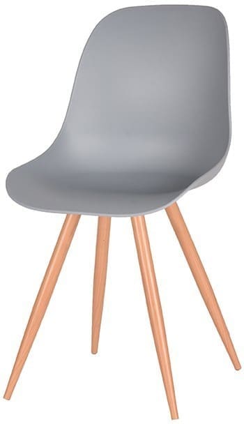 LABEL51 Eetkamerstoel Rimini - Grijs - Kunststof - Oak Metal Woodcover Grijs Eetkamerstoel