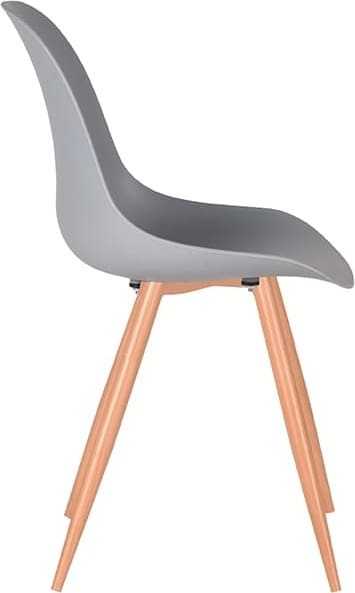 LABEL51 Eetkamerstoel Rimini - Grijs - Kunststof - Oak Metal Woodcover Grijs Eetkamerstoel