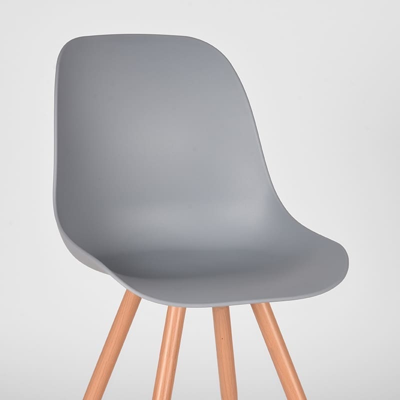 LABEL51 Eetkamerstoel Rimini - Grijs - Kunststof - Oak Metal Woodcover Grijs Eetkamerstoel