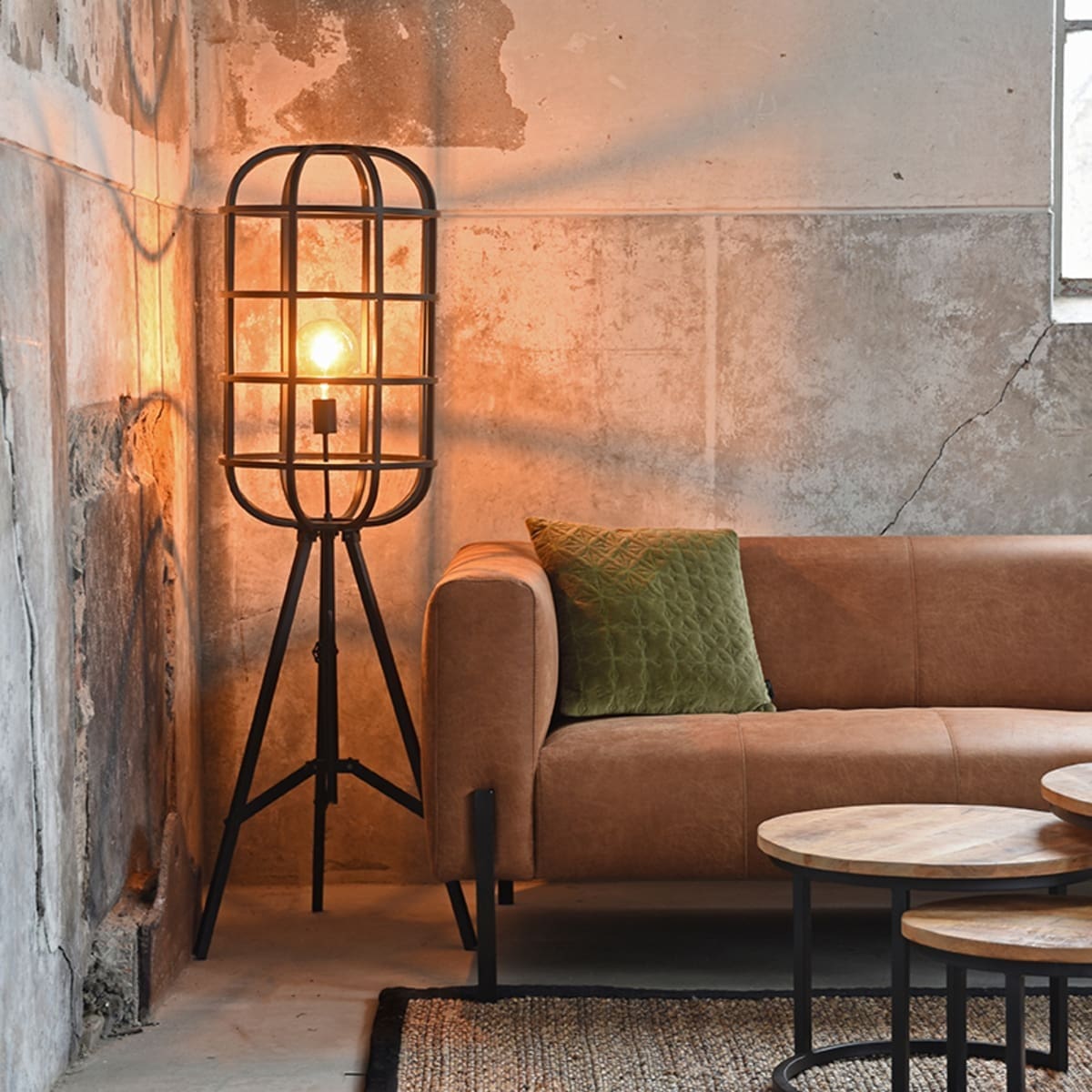 LABEL51 Vloerlamp Twine - Zwart - Metaal Zwart Vloerlamp
