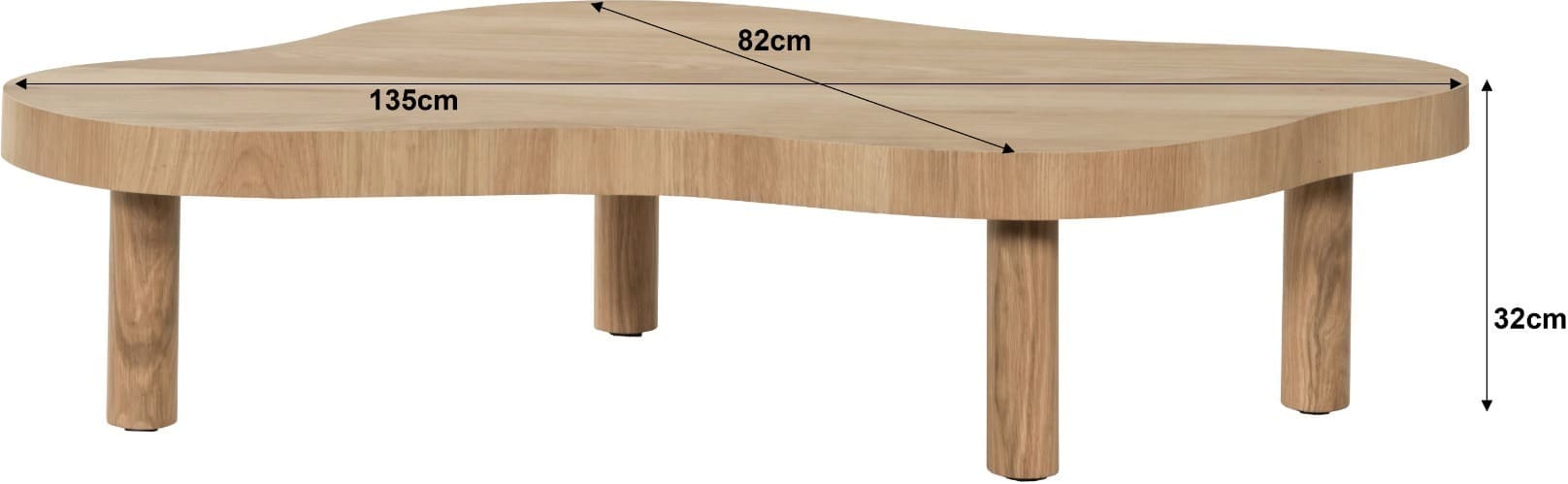 Livingfurn Salontafel Tobago 135cm Naturel hout Salontafel