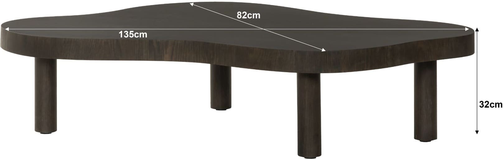 Livingfurn Salontafel Tobago Espresso 135cm Bruin Salontafel