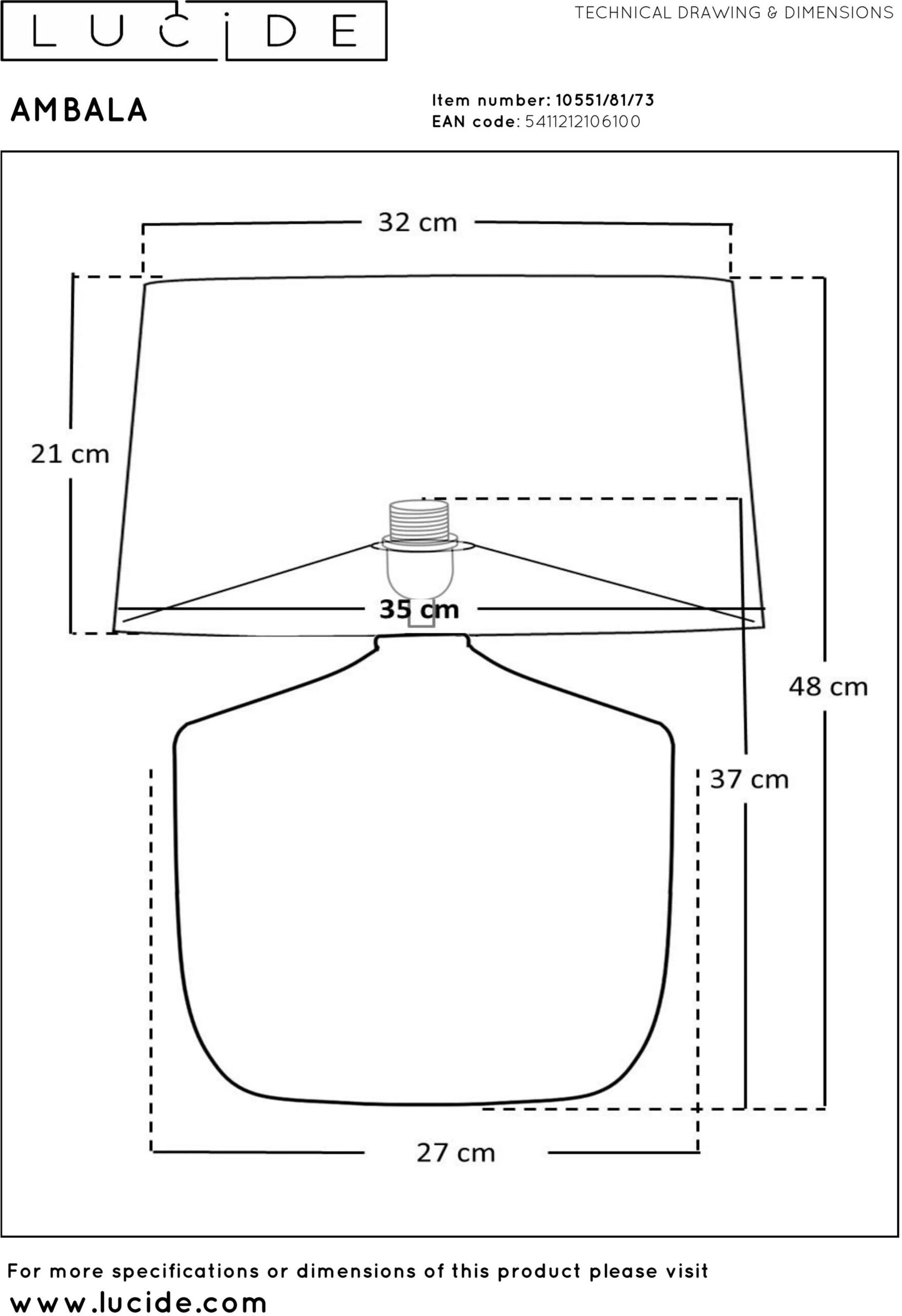 Ambala Tafellamp Ø35 cm - Naturel Lucide Tafellamp 10551/81/73