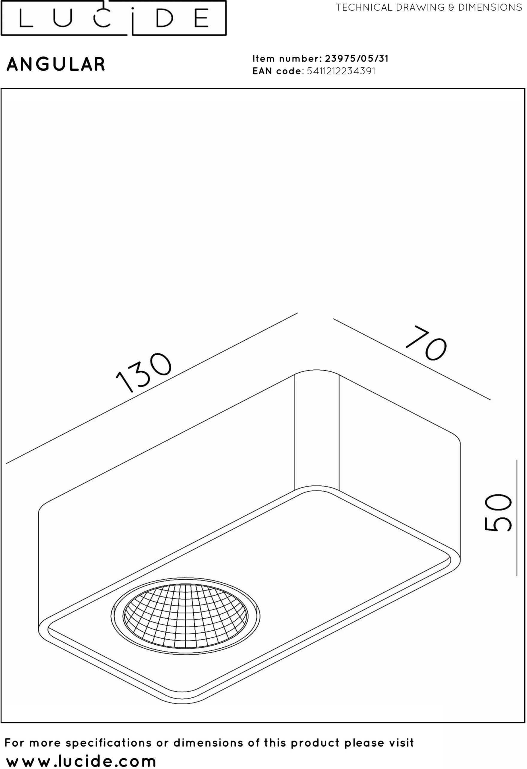 AnGUlar Plafondspot Led Dimb. - Wit Lucide Plafondlamp 23975/05/31