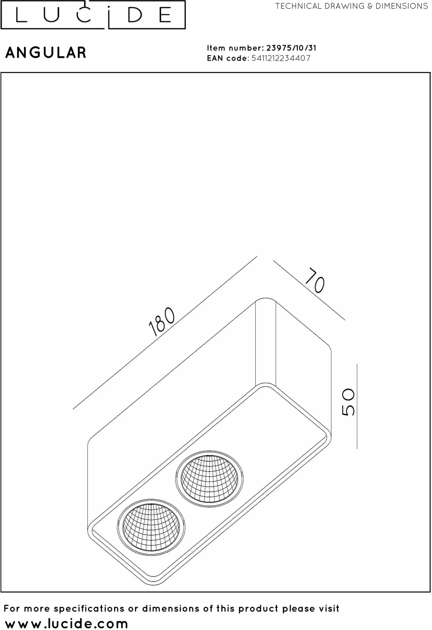 AnGUlar Plafondspot Led Dimb. - Wit Lucide Plafondlamp 23975/10/31