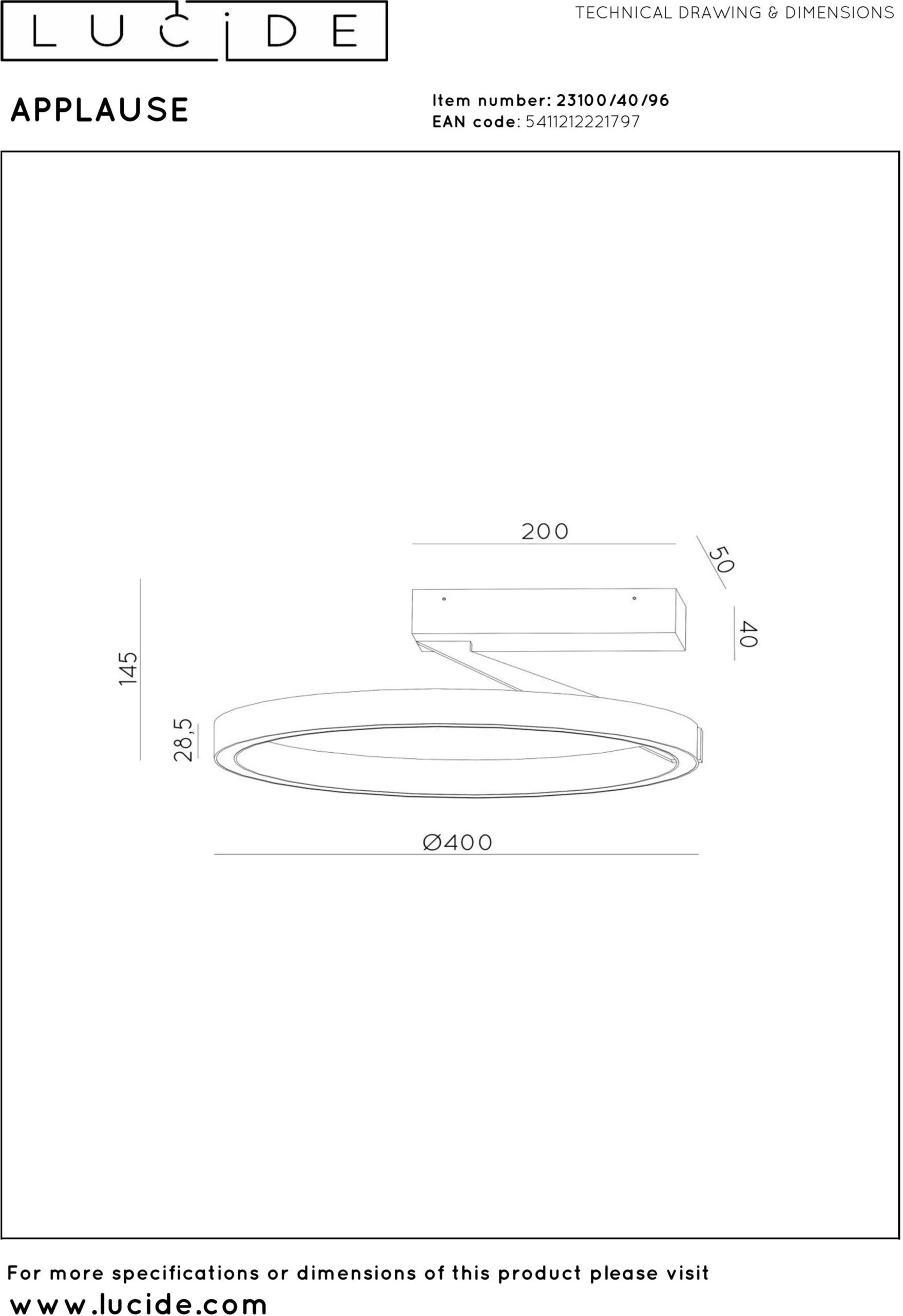Applause Plafonnière Ø40 cm Led Dimb. Cct - Koffie Lucide Plafondlamp 23100/40/96