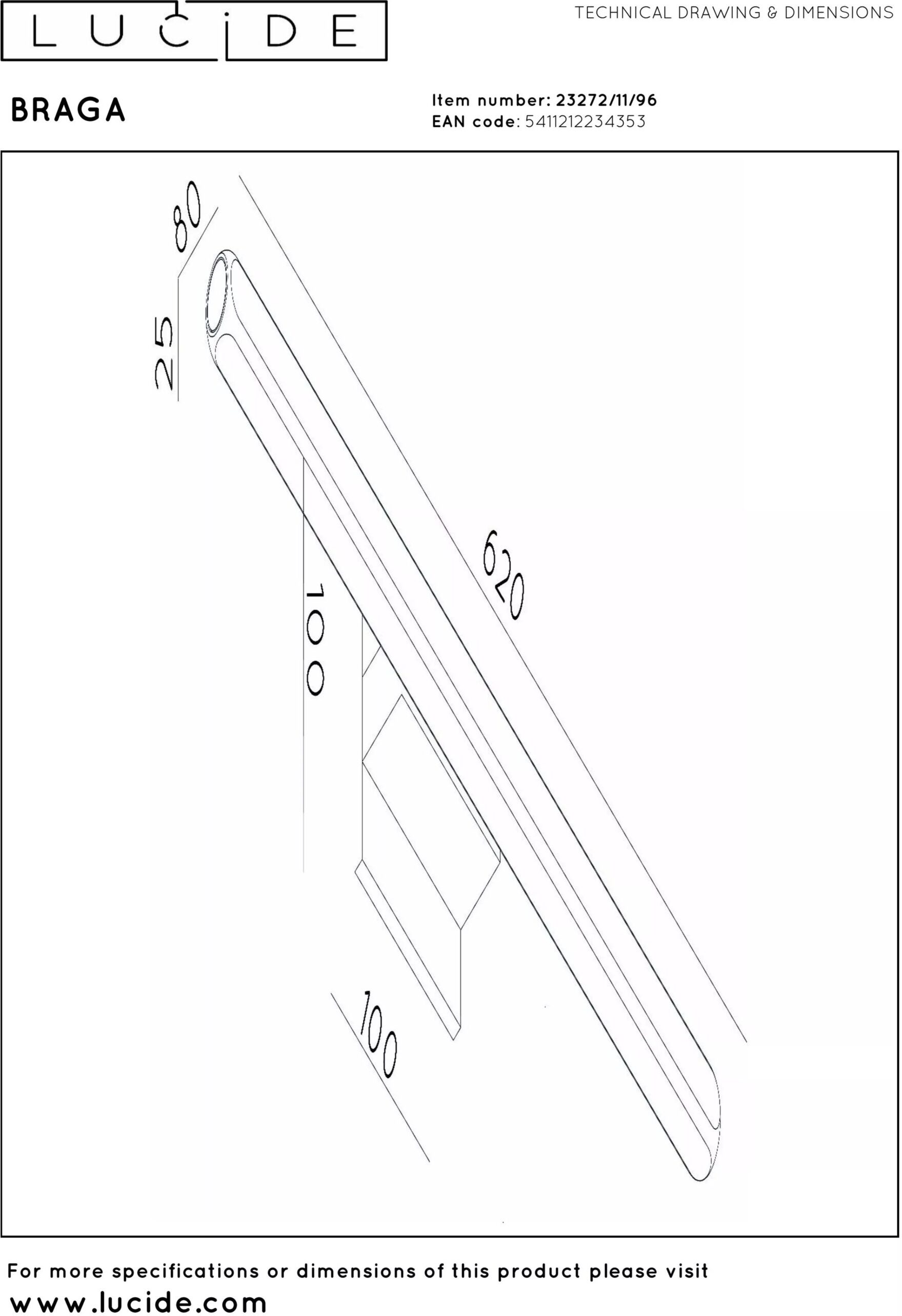 Braga Wandlamp Binnen/buiten Led 1x10w 2700k - Koffie Lucide Wandlamp 23272/11/96