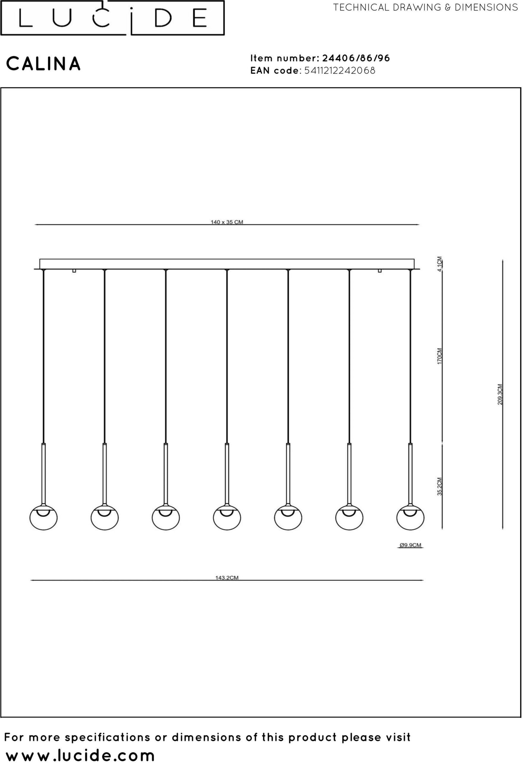 Calina Hanglamp Led Dimb. Cct - Koffie Lucide Hanglamp 24406/86/96