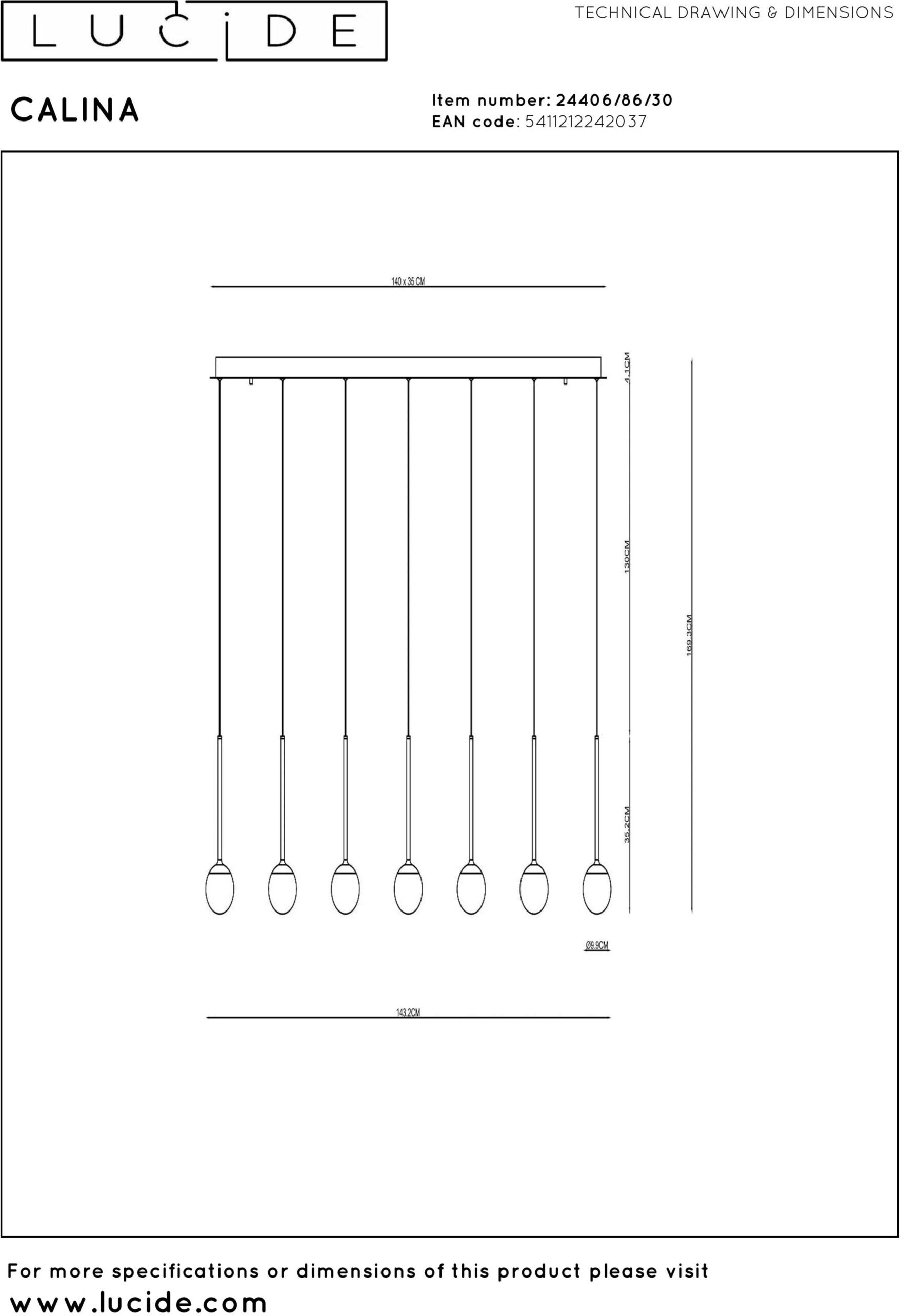 Calina Hanglamp Led Dimb. Cct - Zwart Lucide Hanglamp 24406/86/30