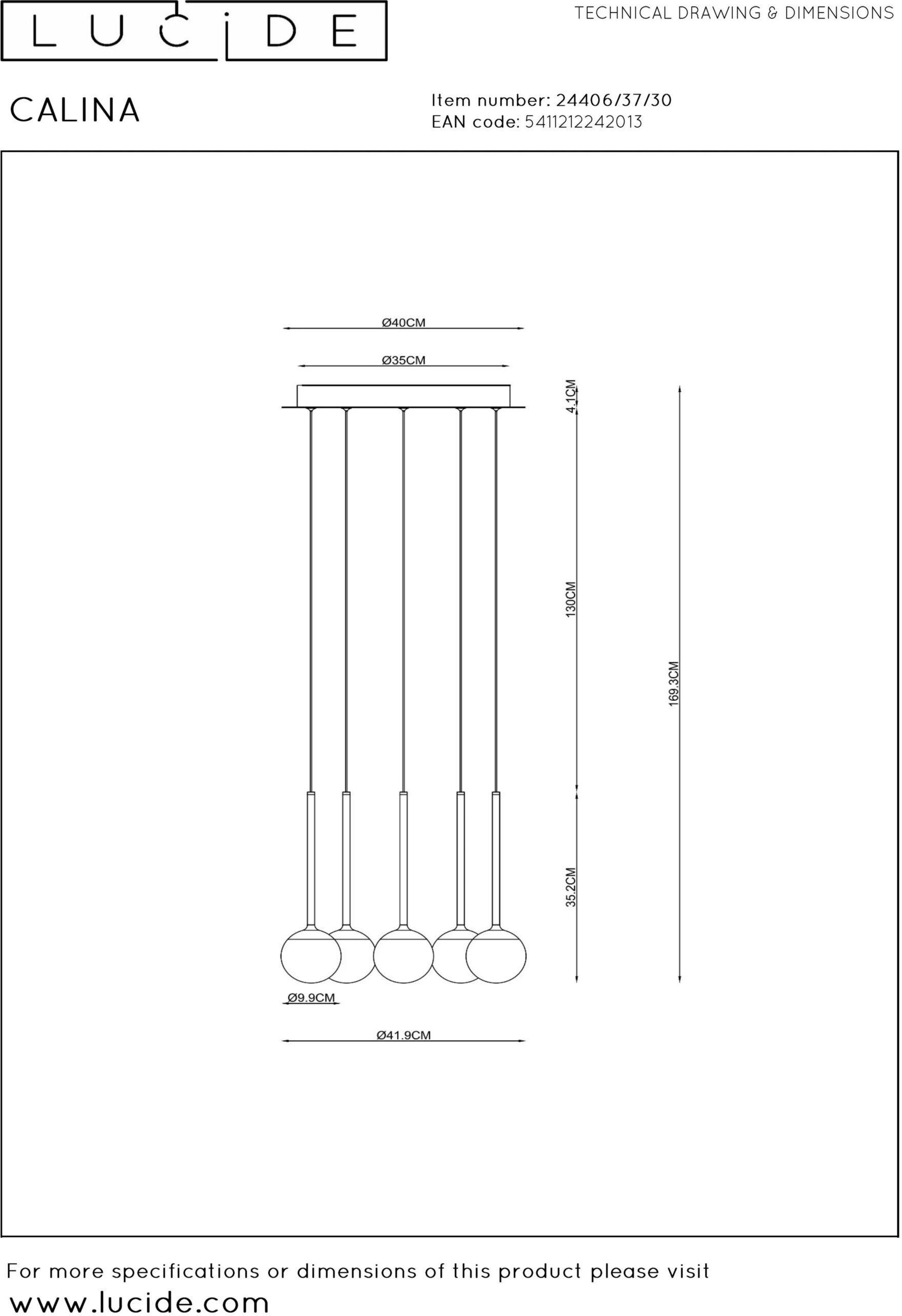 Calina Hanglamp Ø41,9 cm Led Dimb. Cct - Zwart Lucide Hanglamp 24406/37/30