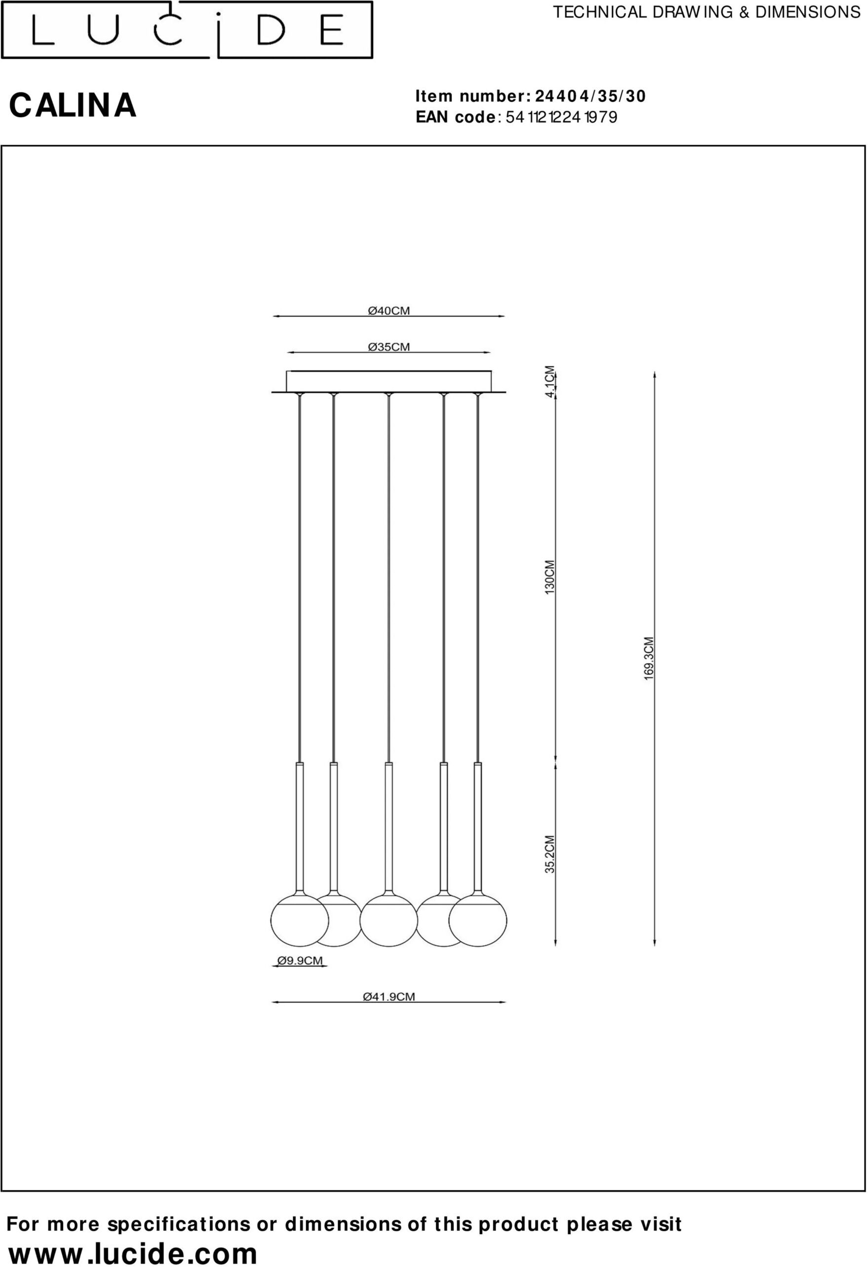 Calina Hanglamp Ø42 cm Led Dimb. - Zwart Lucide Hanglamp 24404/35/30