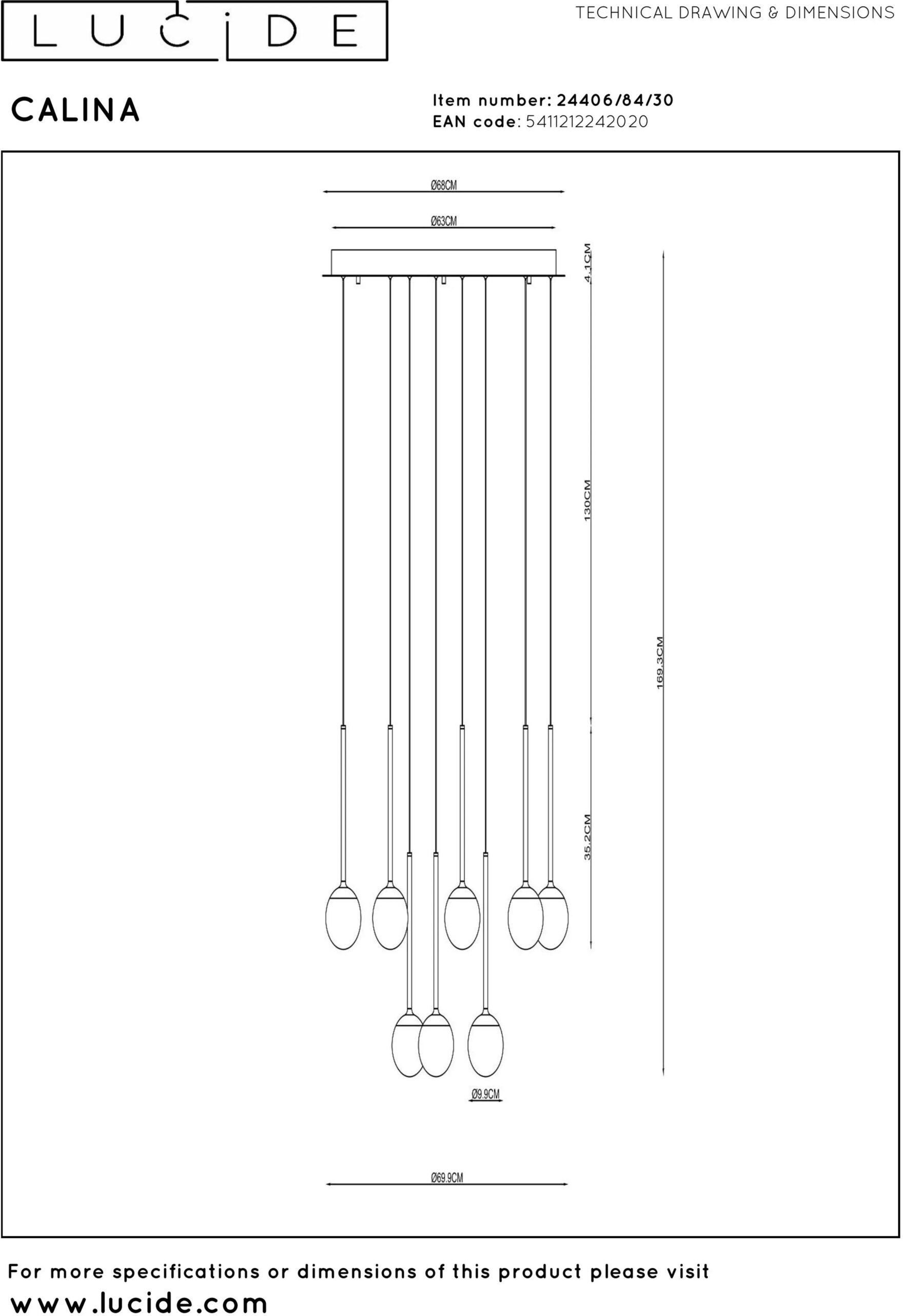 Calina Hanglamp Ø69,9 cm Led Dimb. Cct - Zwart Lucide Hanglamp 24406/84/30
