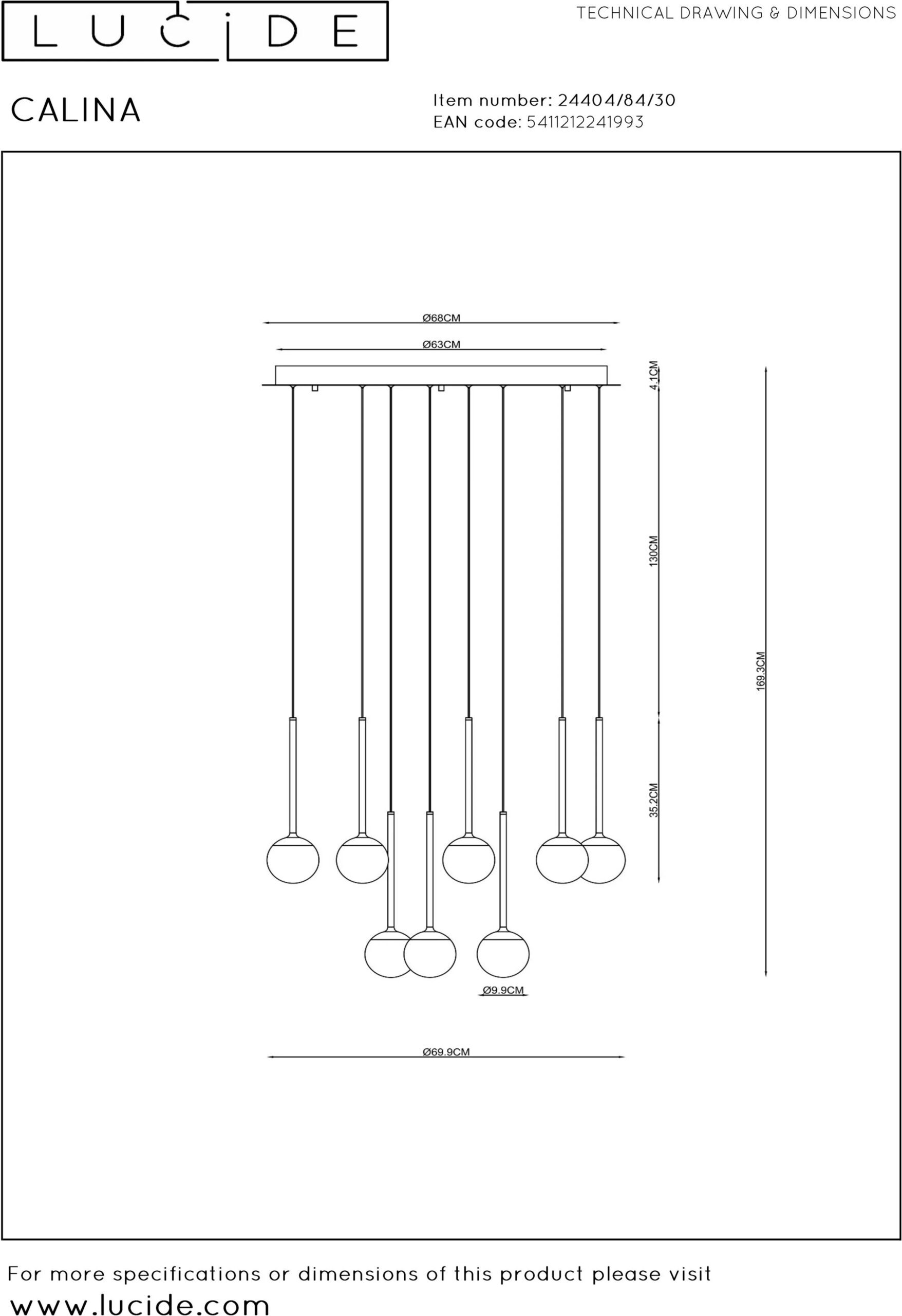 Calina Hanglamp Ø69,9 cm Led Dimb. - Zwart Lucide Hanglamp 24404/84/30