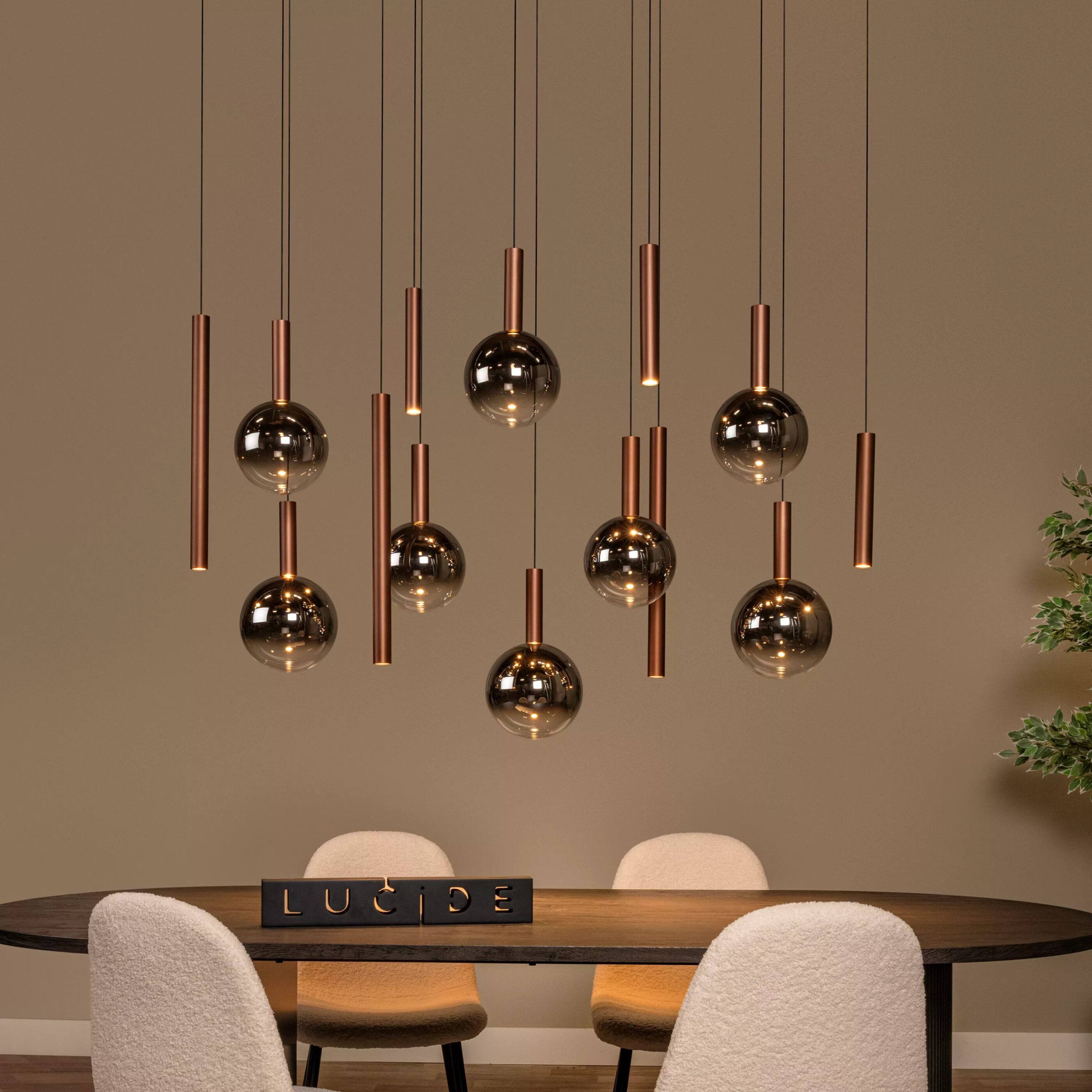 Jasmine Hanglamp Led Dimb. Cct - Koper Lucide Hanglamp 74420/14/65