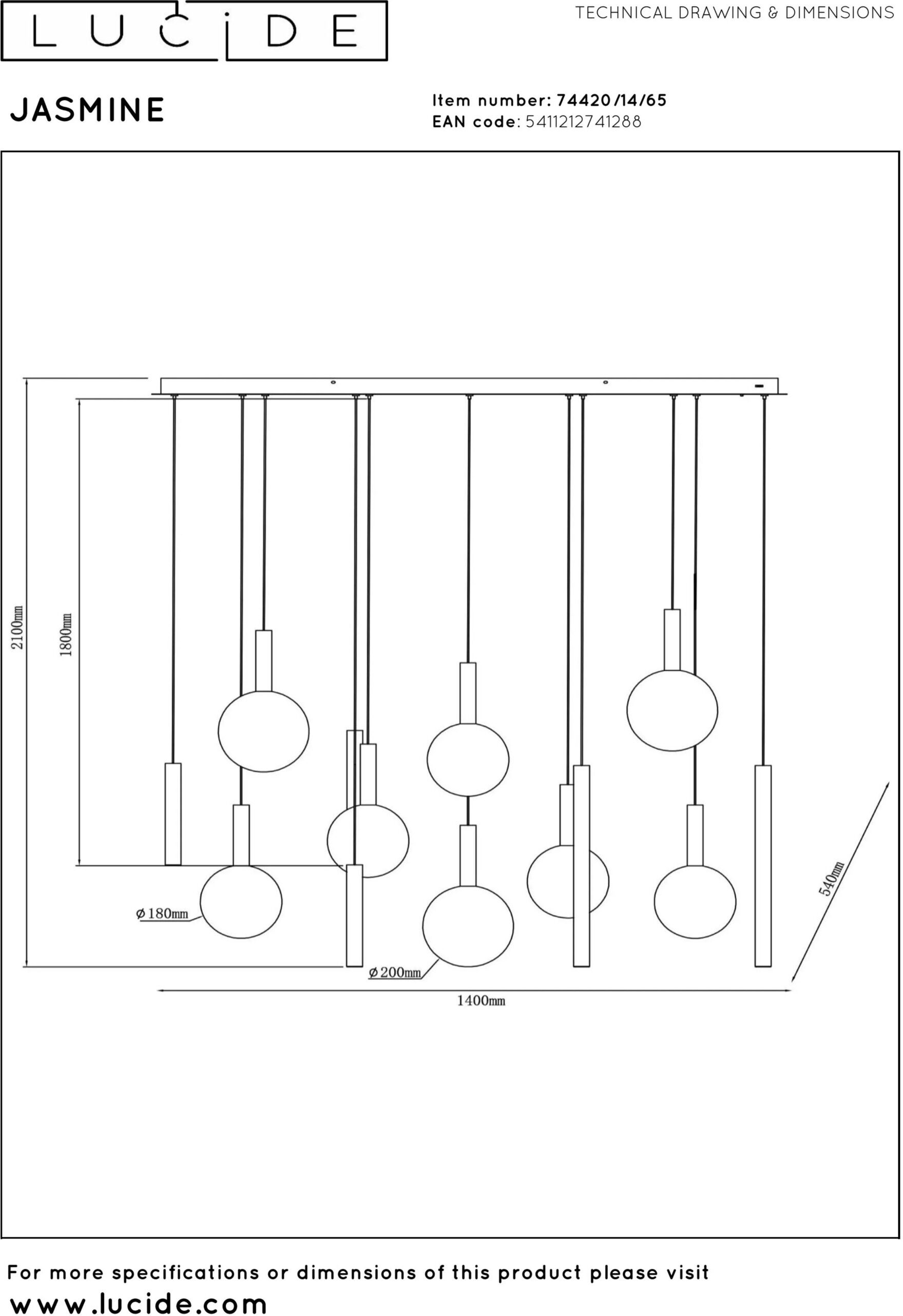 Jasmine Hanglamp Led Dimb. Cct - Koper Lucide Hanglamp 74420/14/65