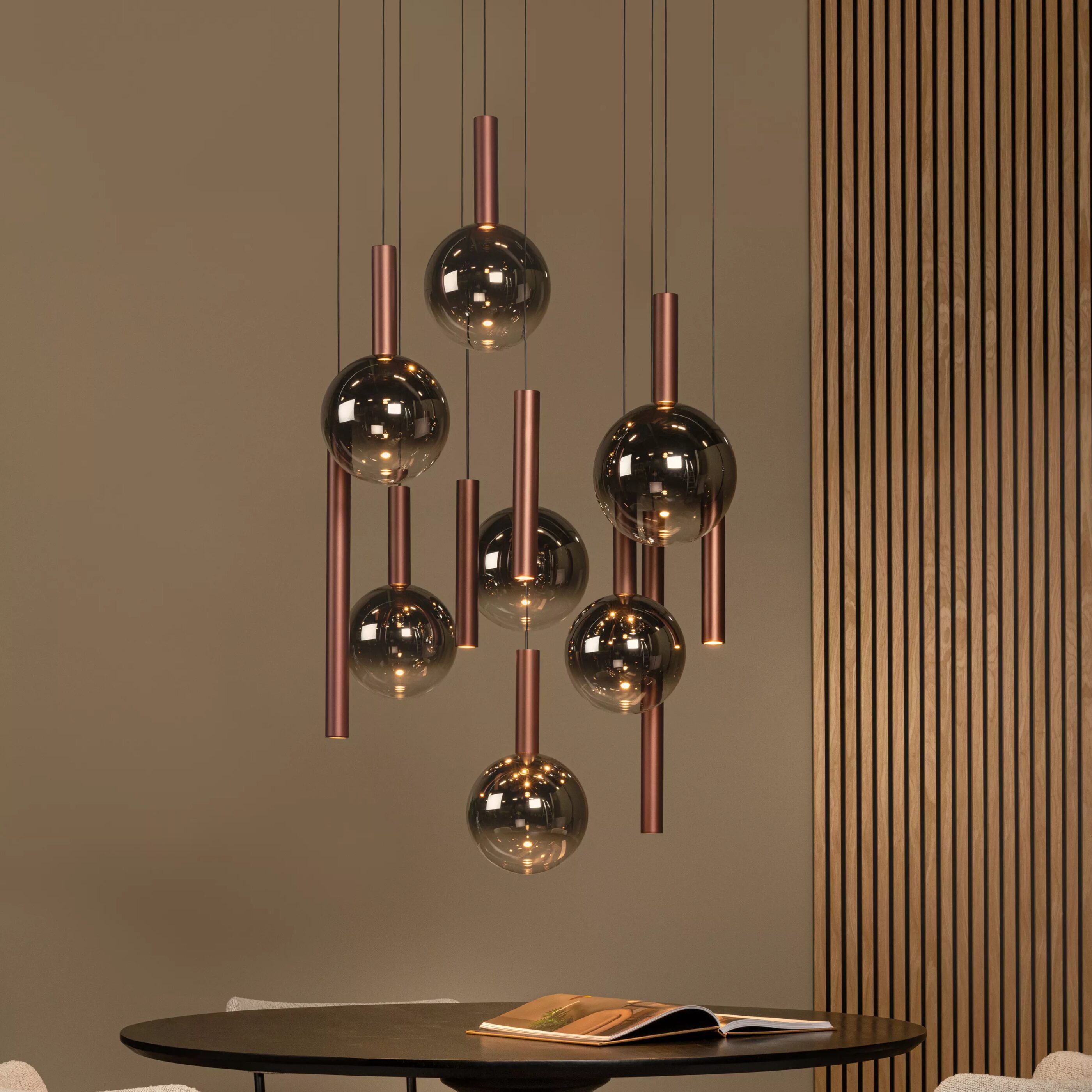 Jasmine Hanglamp Ø75 cm Led Dimb. Cct - Koper Lucide Hanglamp 74420/12/65