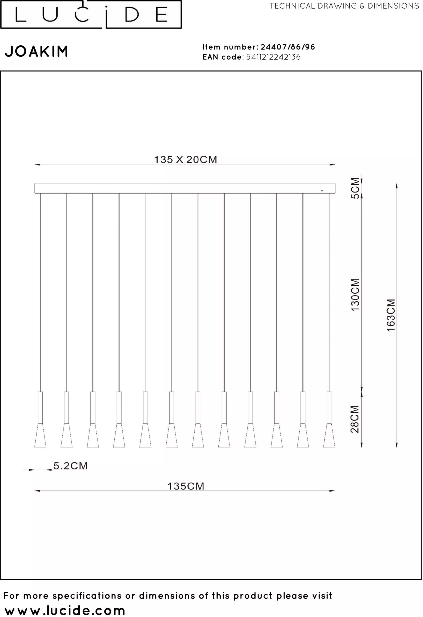 Joakim Hanglamp Led Dimb. Cct - Koffie Lucide Hanglamp 24407/86/96