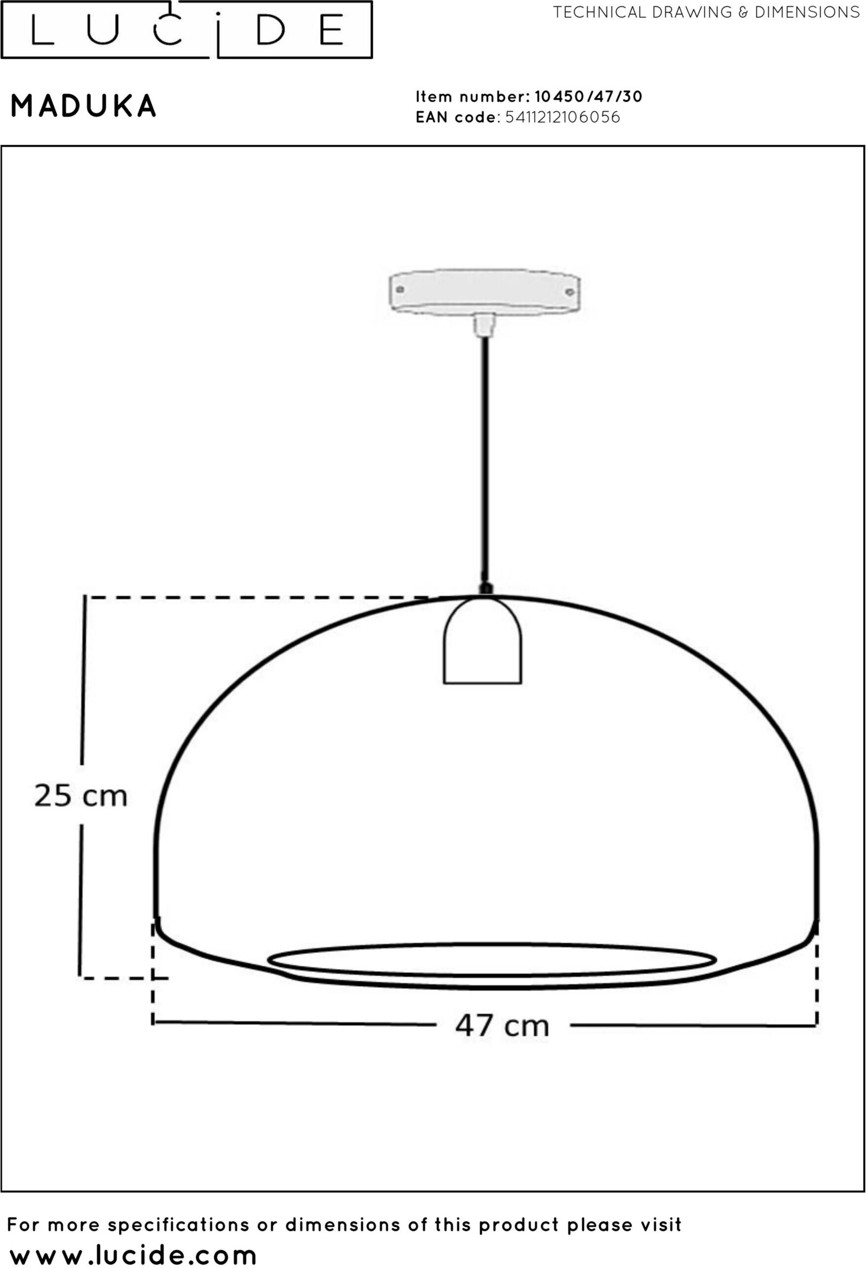 Maduka Hanglamp - Zwart Lucide Hanglamp 10450/47/30
