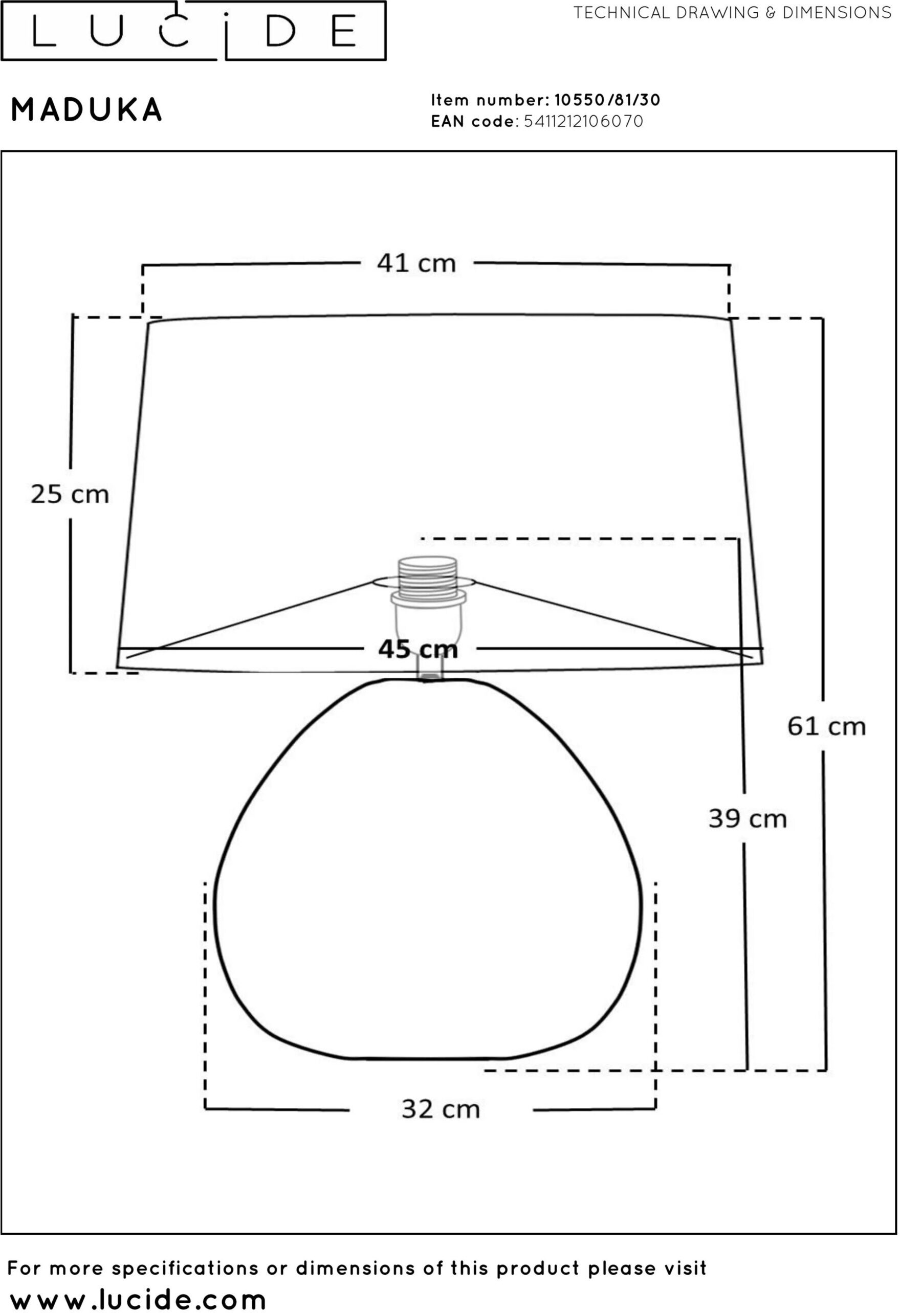 Maduka Tafellamp Ø45 cm - Zwart Lucide Tafellamp 10550/81/30