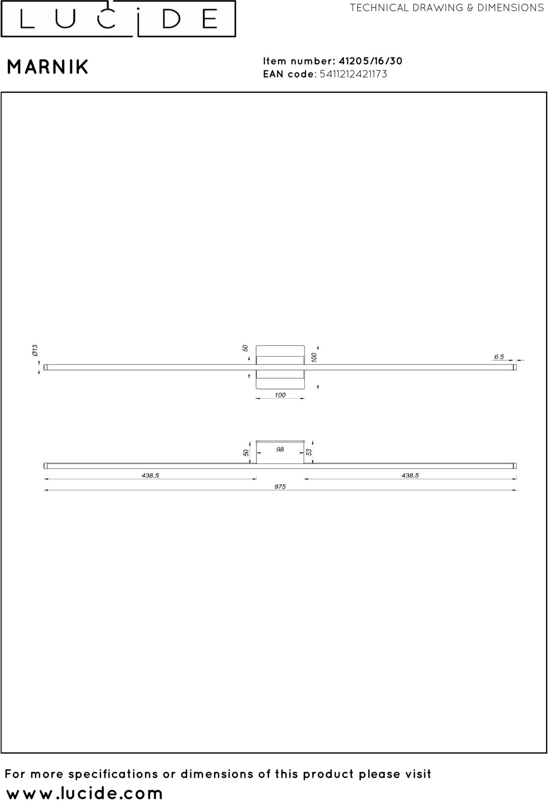 Marnik Wandlamp Led Dimb. Cct 1x18w 2700k/4000k - Zwart Lucide Wandlamp 41205/16/30
