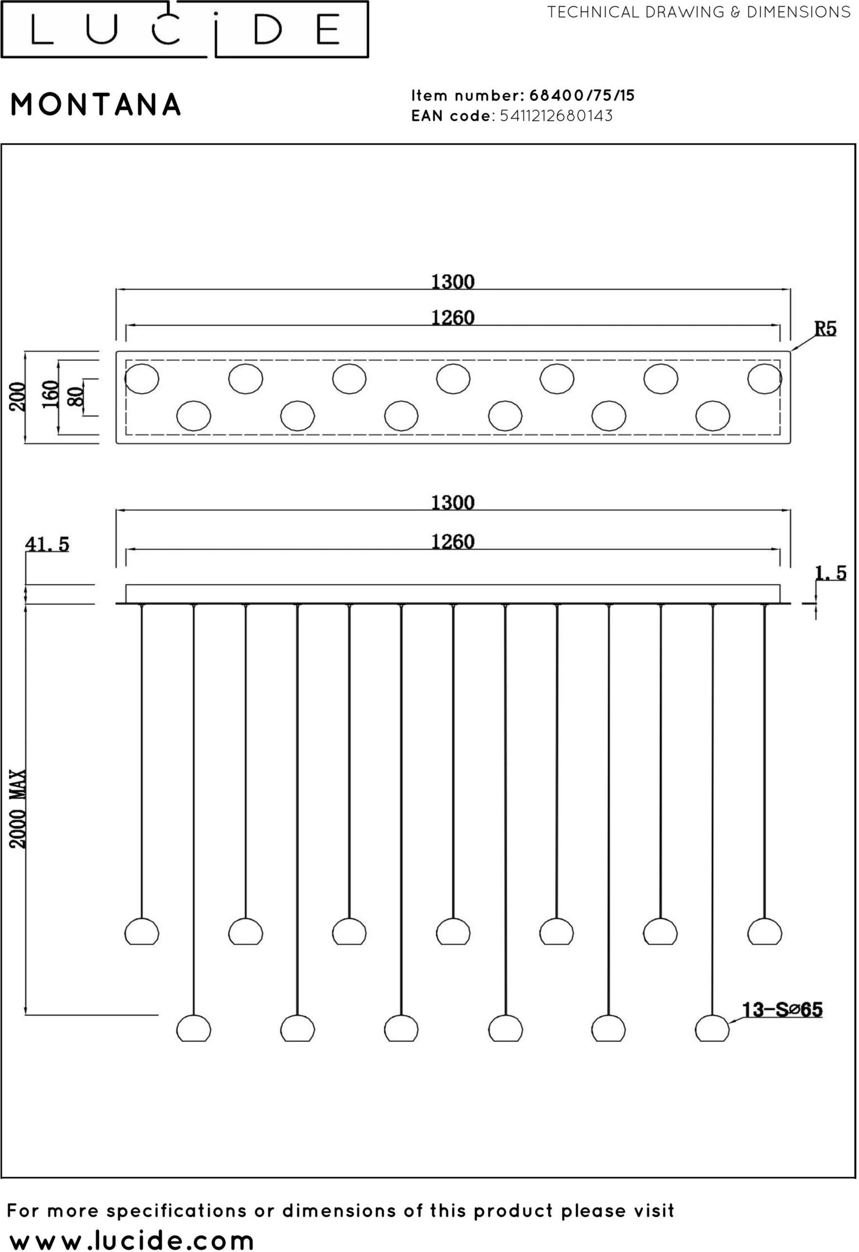 Montana Hanglamp Led Dimb. Cct - Grijs Ijzer Lucide Hanglamp 68400/75/15