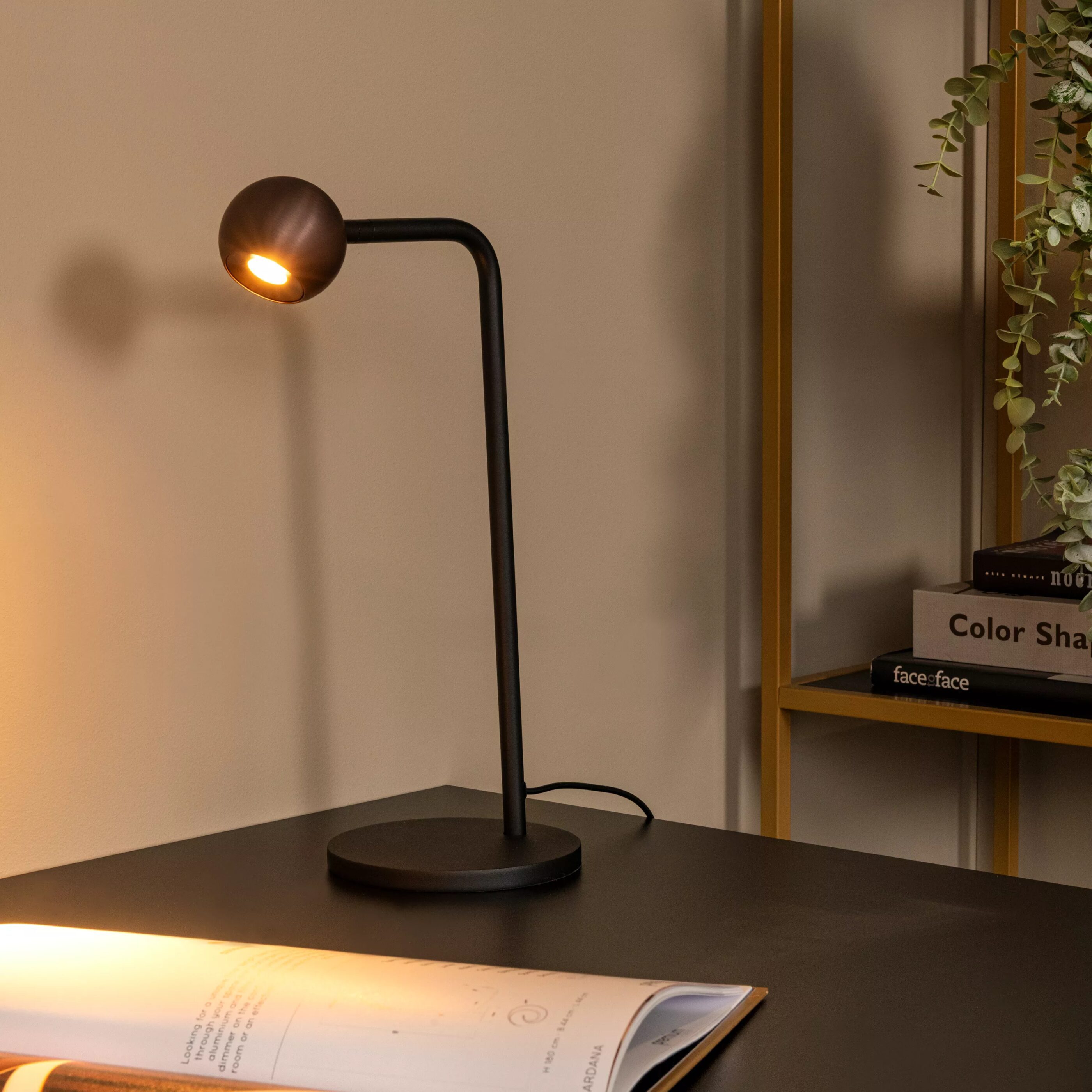 Montana Tafellamp Led Dimb. - Koffie Lucide Tafellamp 68500/05/96