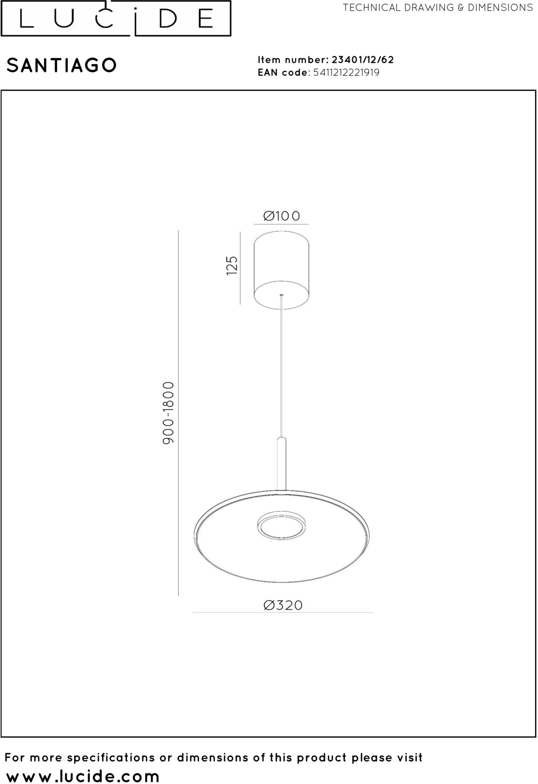 Santiago Hanglamp Ø32 cm Led Dimb. Cct - Amber Lucide Hanglamp 23401/12/62