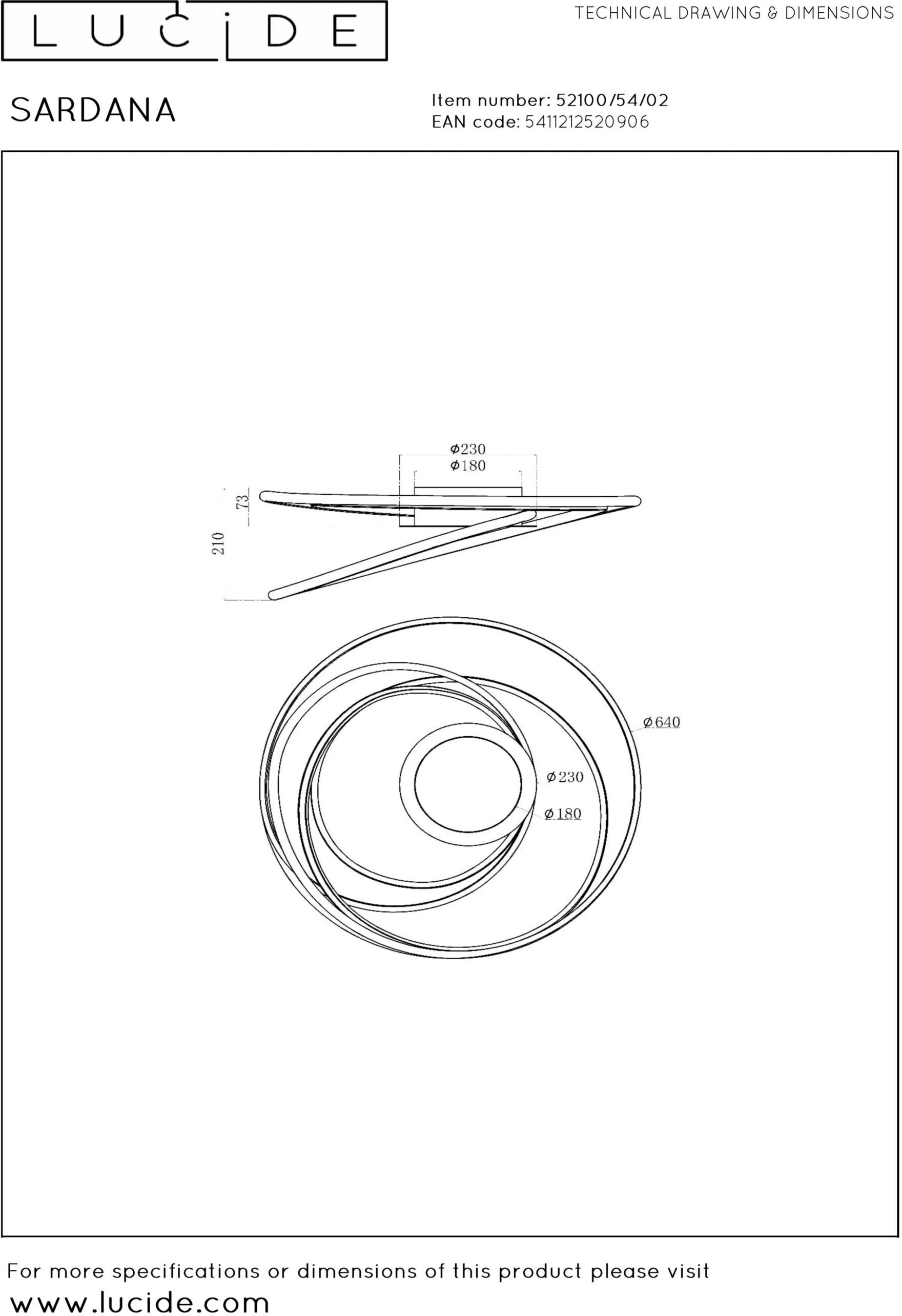Sardana Plafonnière Led Dimb. - Mat Goud / Messing Lucide Plafondlamp 52100/54/02
