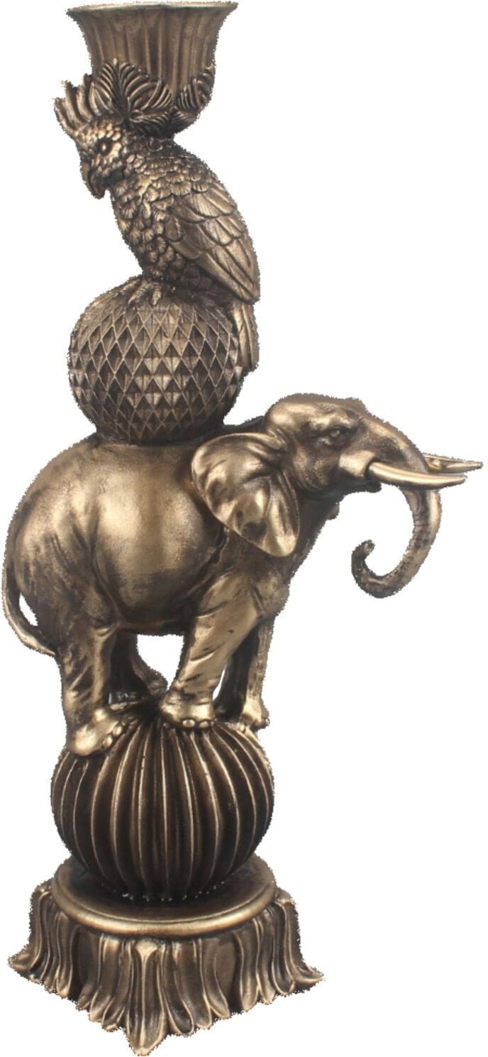 Pronto Wonen Kandelaar Ippari vogel en olifant Groen Woonaccessoire