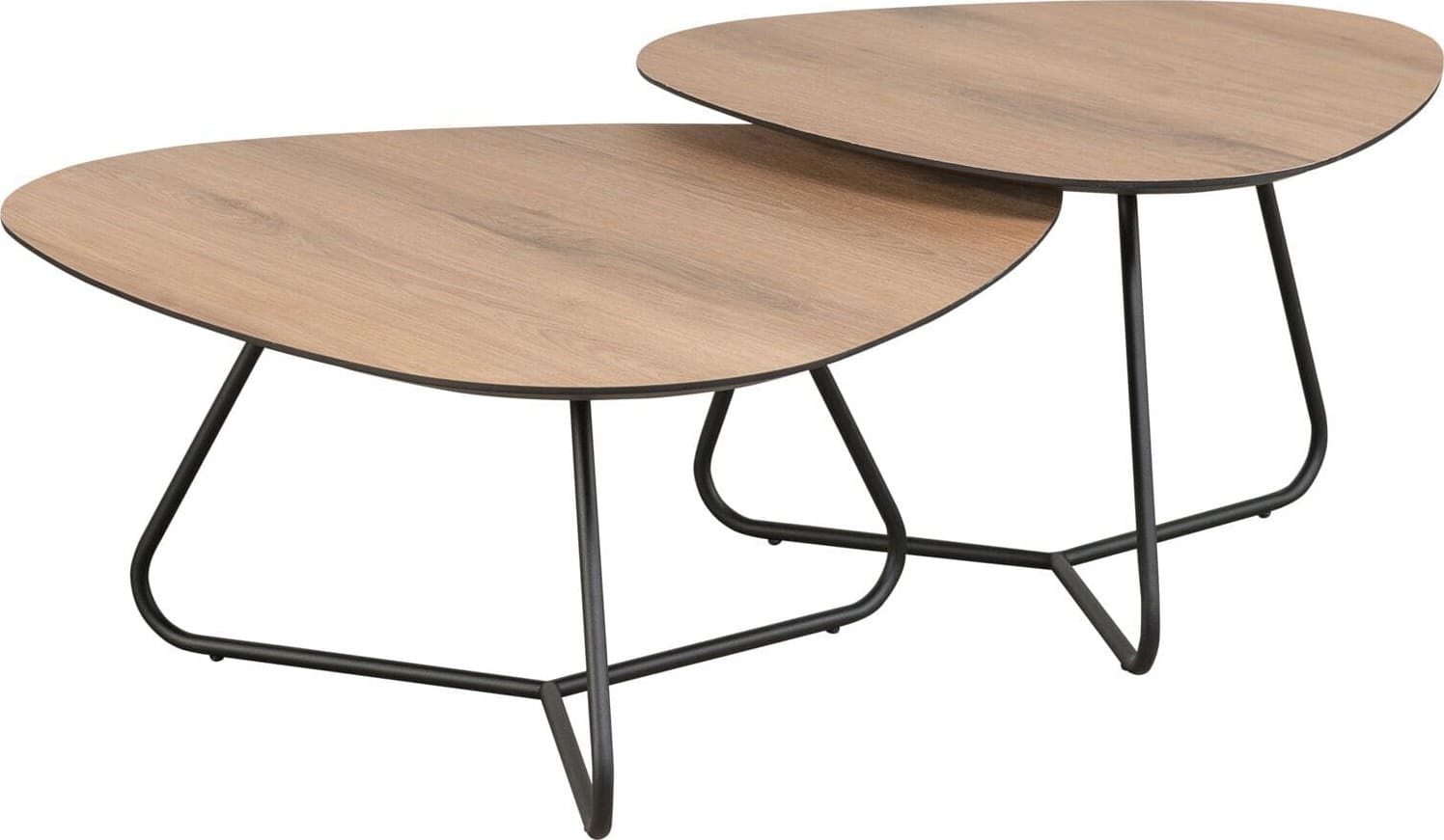 Pronto Wonen Salontafelset Tidino 67 en 83 cm driehoekig Bruin Salontafel