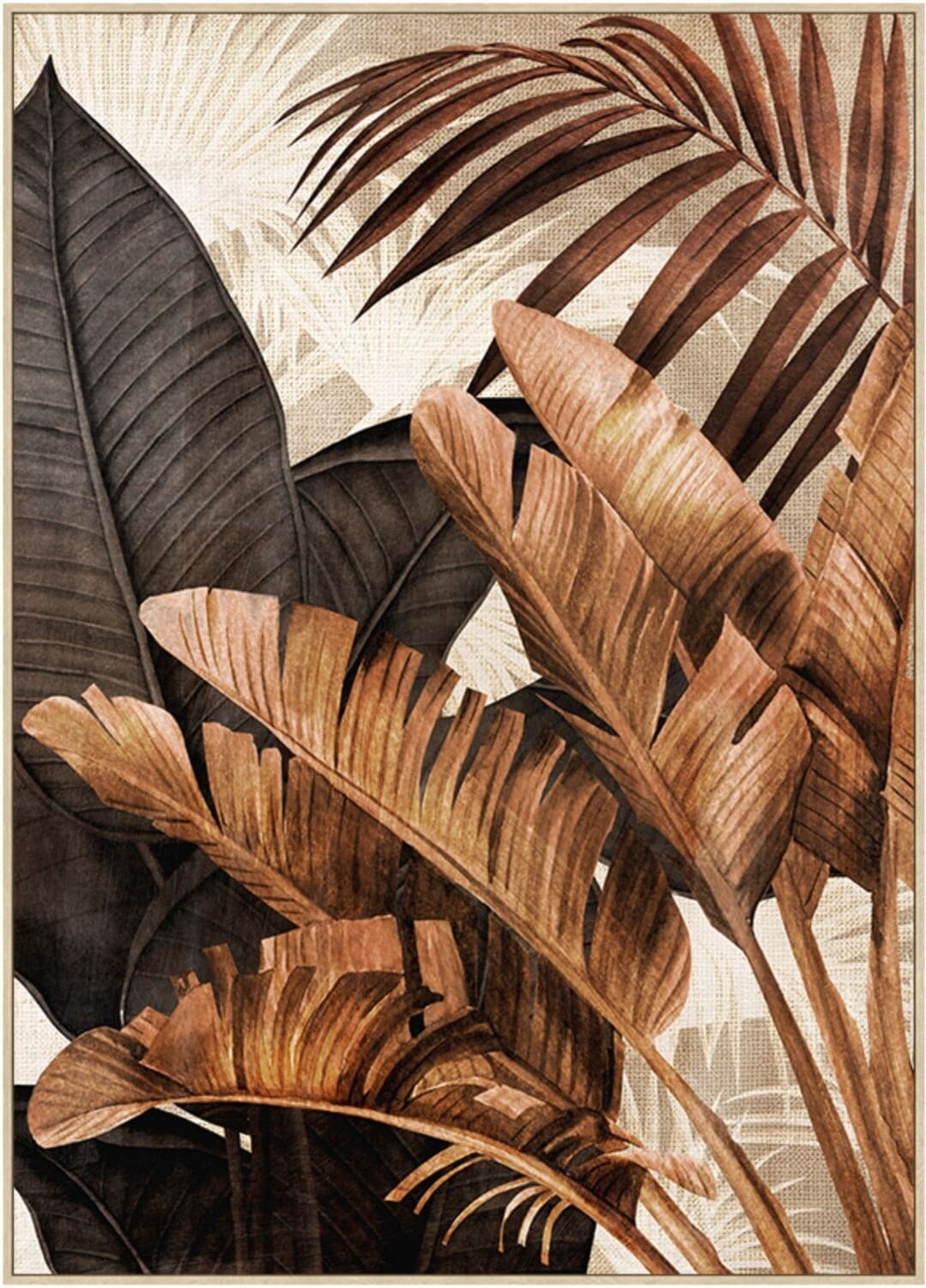 Pronto Wonen Schilderij Eyvia 4 soorten bladeren Bruin Woonaccessoire