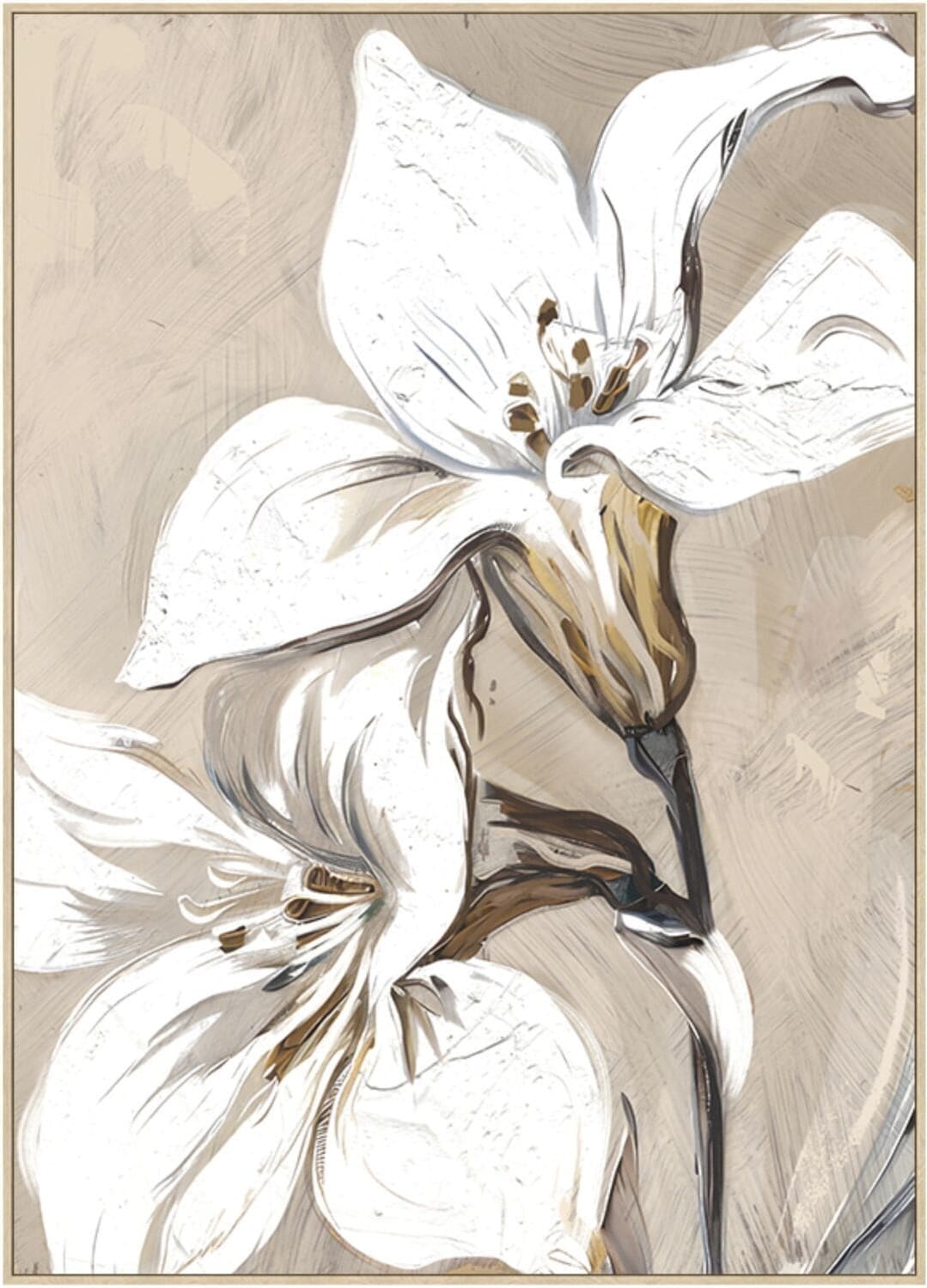 Pronto Wonen Schilderij Eyvia met 2 witte bloemen Wit Woonaccessoire