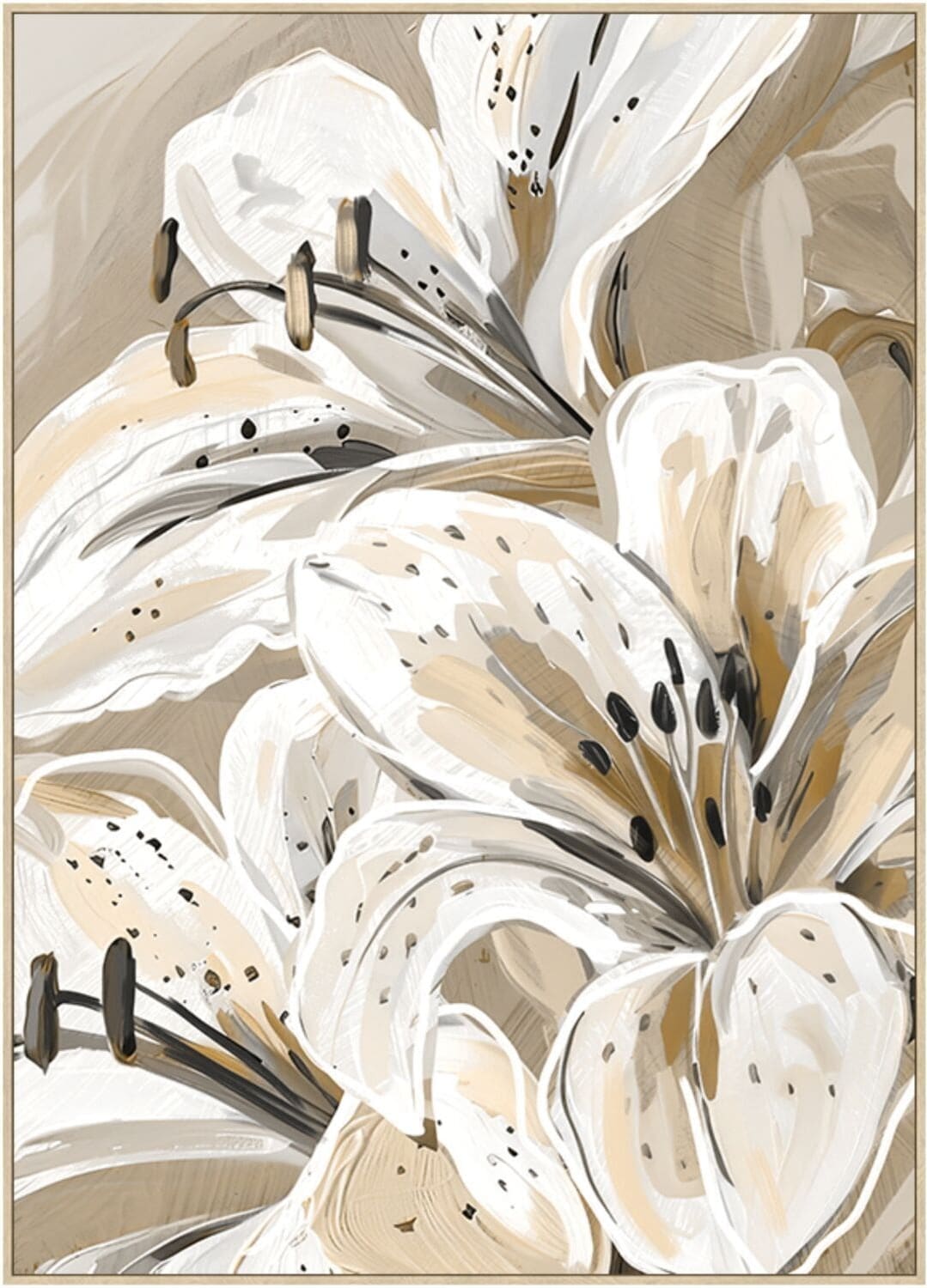 Pronto Wonen Schilderij Eyvia met 3 witte bloemen Wit Woonaccessoire