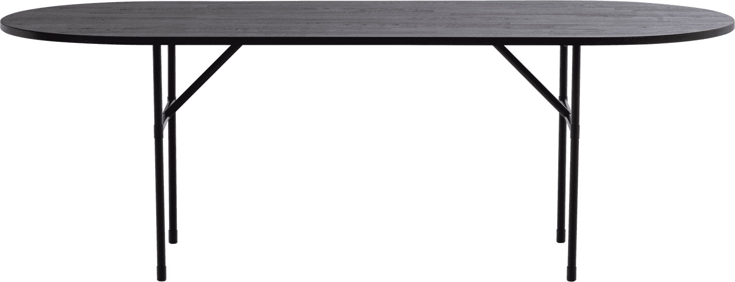 WOOOD Arthur eettafel ovaal met h-poot eiken zwart Zwart