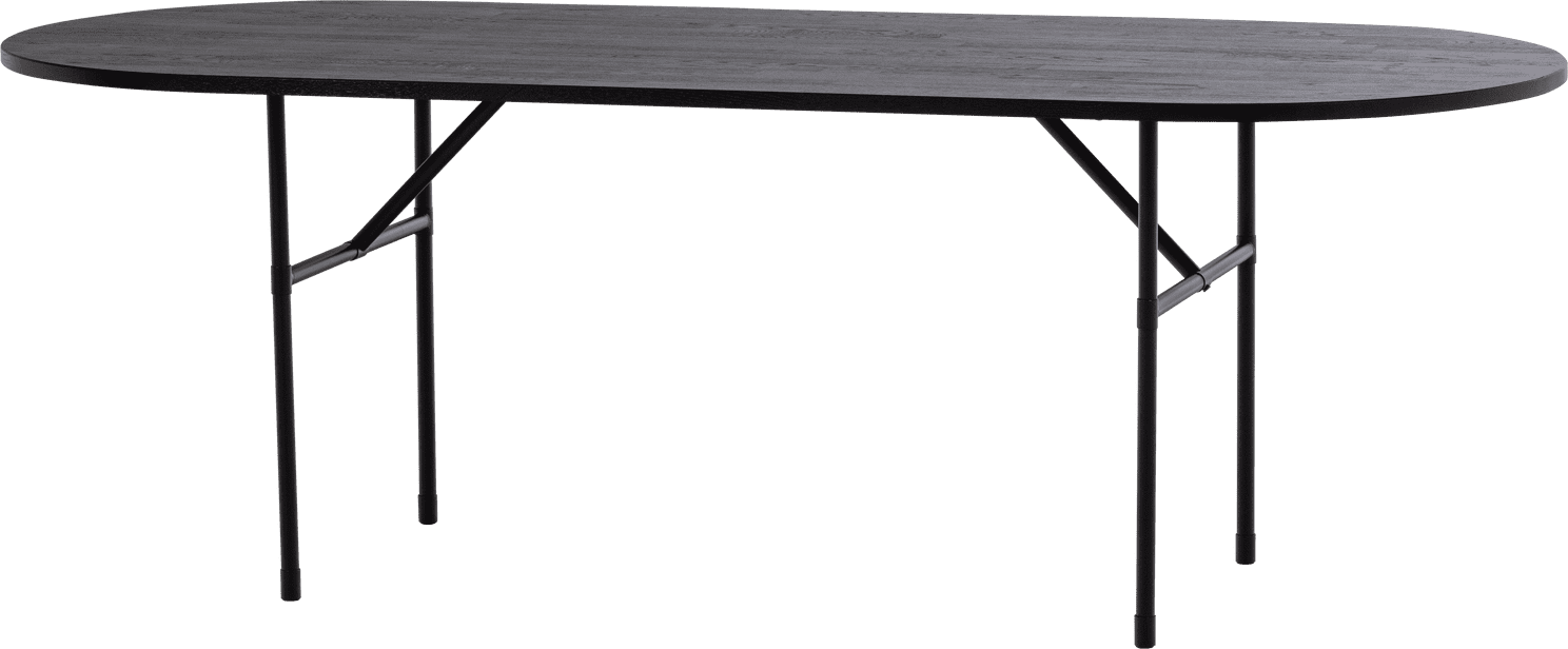 WOOOD Arthur eettafel ovaal met h-poot eiken zwart Zwart